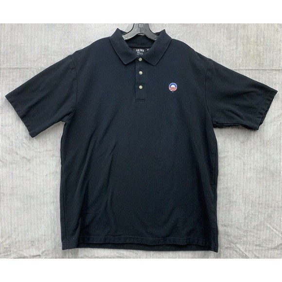 VTG Akwa Classic Polo Shirt 1/4 Button Navy Men's Size XL Workwear Company Logo - Picture 1 of 10